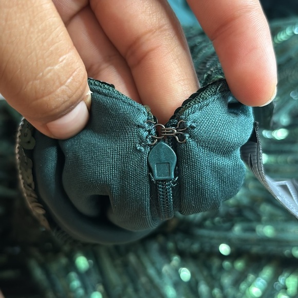 Nightway Faux-Wrap Sleeveless Sequin Gown - Picture 10 of 12